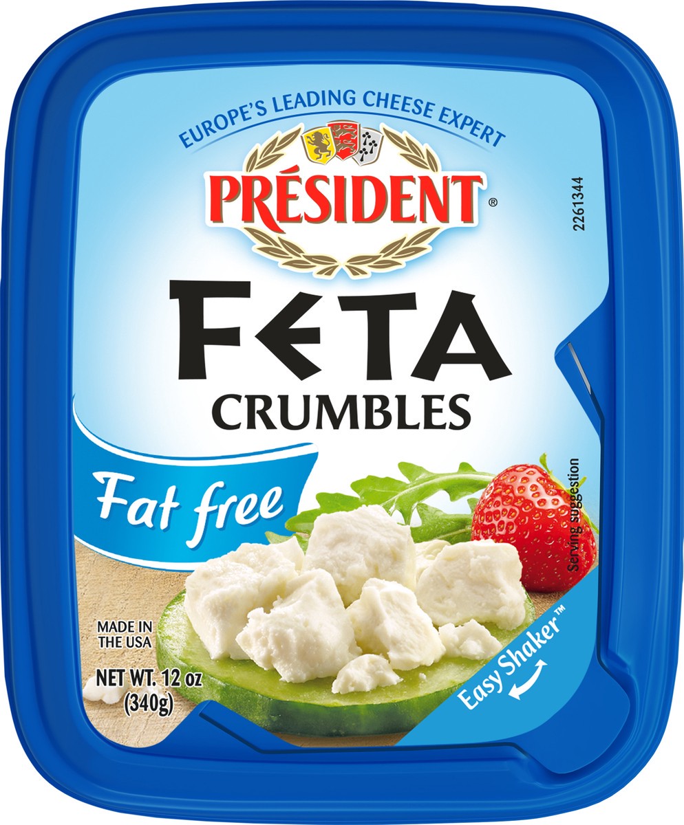 slide 4 of 9, Président Feta Cheese Crumbled Fat Free 12 oz, 12 oz
