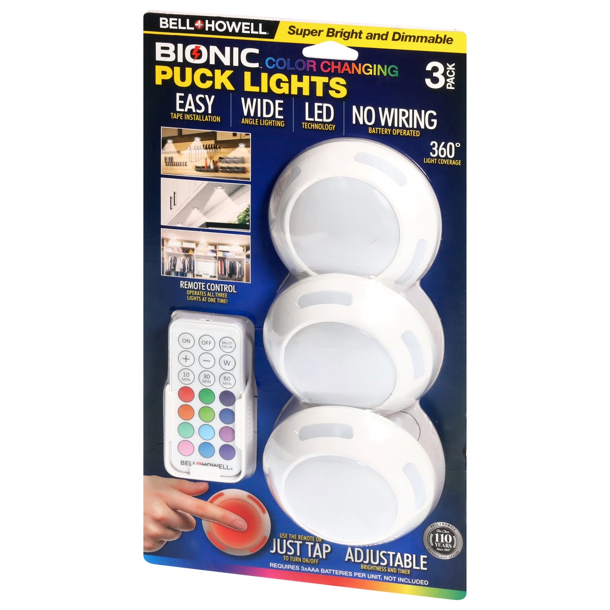 slide 6 of 11, Bell + Howell Puck Lights 3 Pack 3 ea, 3 ct
