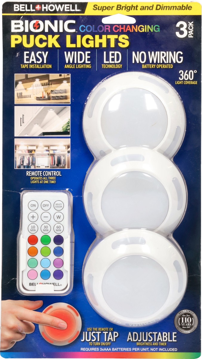 slide 8 of 11, Bell + Howell Puck Lights 3 Pack 3 ea, 3 ct