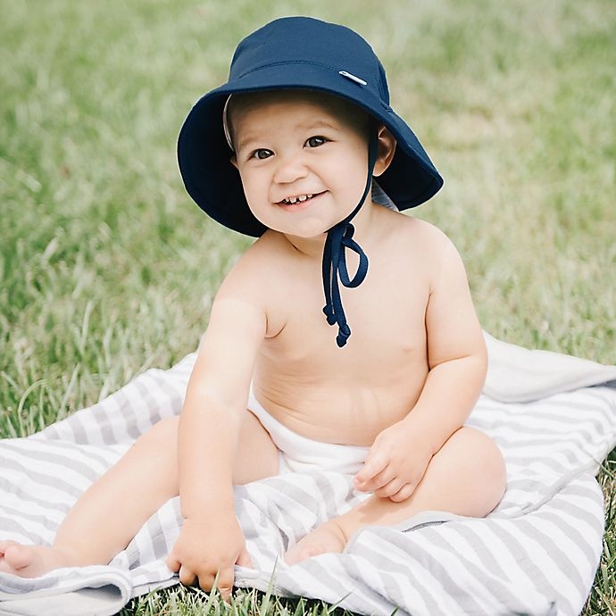 slide 2 of 3, i play. by Green Sprouts Infant Breathable Bucket Sun Protection Hat - Navy, 1 ct