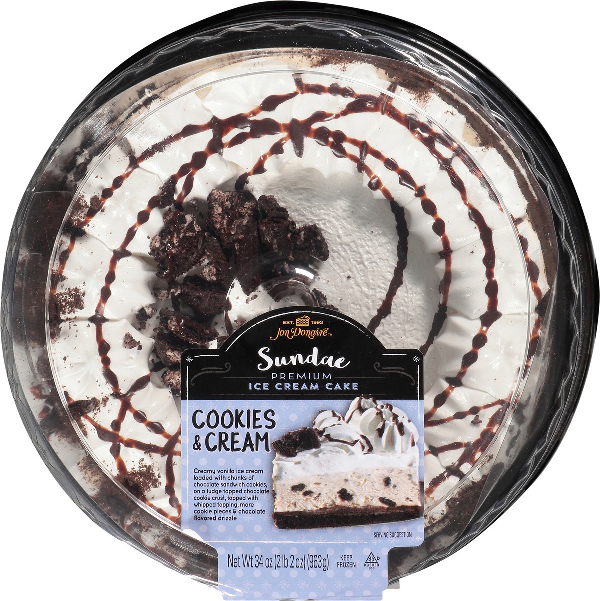 slide 7 of 7, Jon Donaire Sundae Cookies & Cream Premium Ice Cream Cake 34 oz. Clamshell, 34 oz