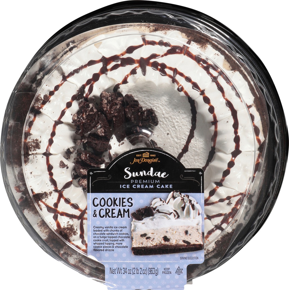 slide 2 of 7, Jon Donaire Sundae Cookies & Cream Premium Ice Cream Cake 34 oz. Clamshell, 34 oz