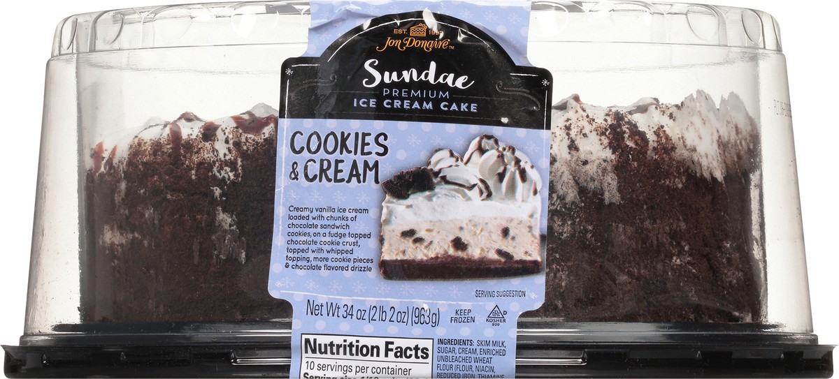 slide 1 of 7, Jon Donaire Sundae Cookies & Cream Premium Ice Cream Cake 34 oz. Clamshell, 34 oz