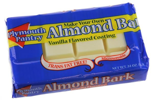 slide 1 of 1, Plymouth Pantry Vanilla Almond Bark, 24 oz