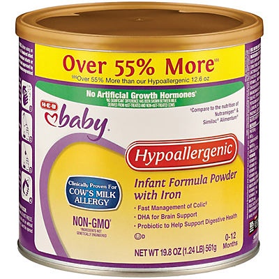 slide 1 of 1, H-E-B Baby Hyporallergenic Infant Formula Powder with Iron, 19.8 oz