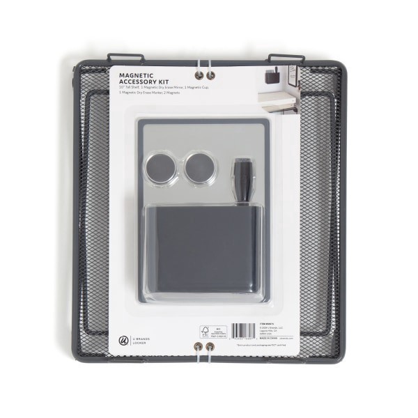 slide 5 of 5, U Brands Magnetic Locker Accessory Kit With Shelf, Charcoal Gray, Set Of 6 Pieces, 1 ct