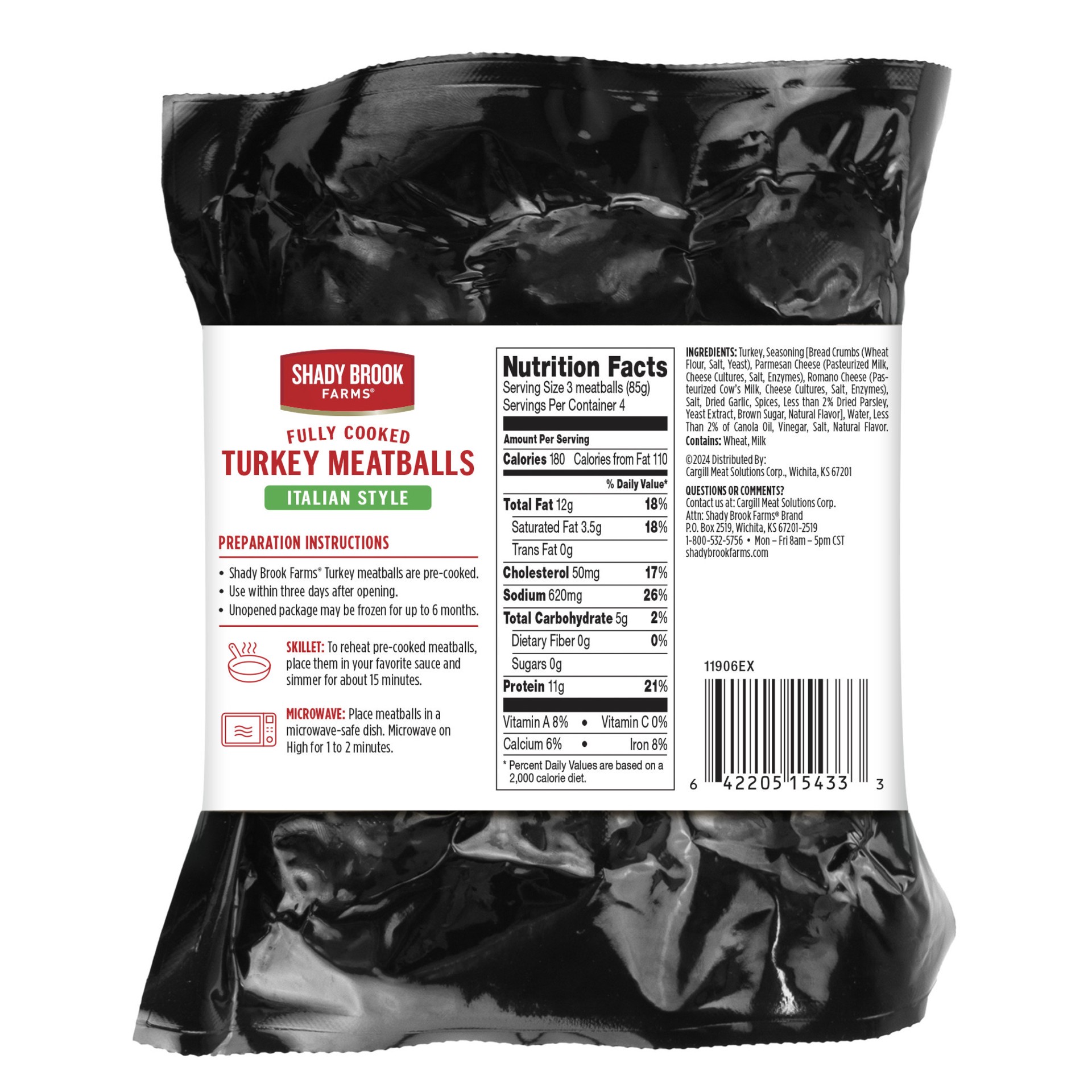 slide 4 of 8, Shady Brook Farms Fully Cooked Italian Style Turkey Meatballs, 12 oz., 12 oz