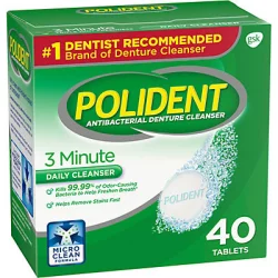 Polident 3 Minute Antibacterial Denture Cleanser Tablets