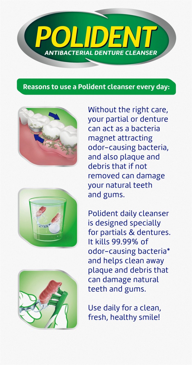 slide 8 of 9, Polident Smokers Antibacterial Denture Cleanser Effervescent Tablets, 84 count, 84 ct