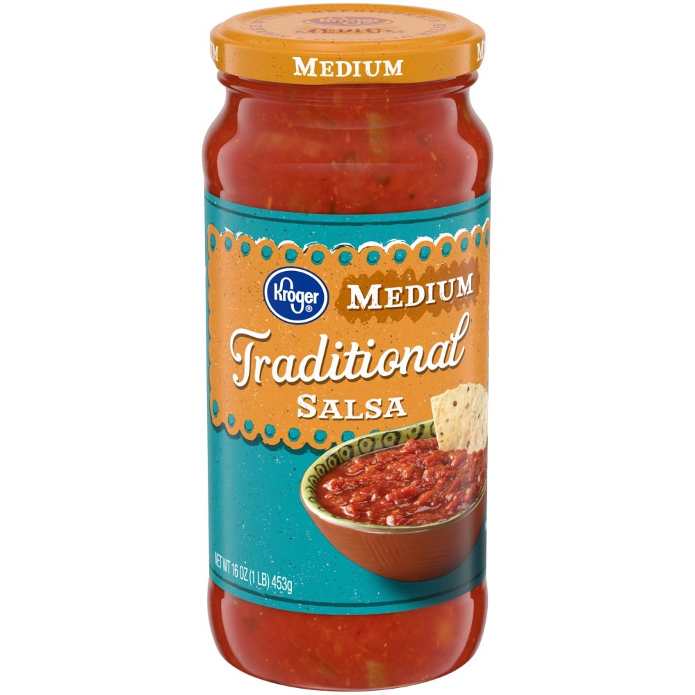 slide 1 of 4, Kroger Traditional Salsa - Medium, 16 oz