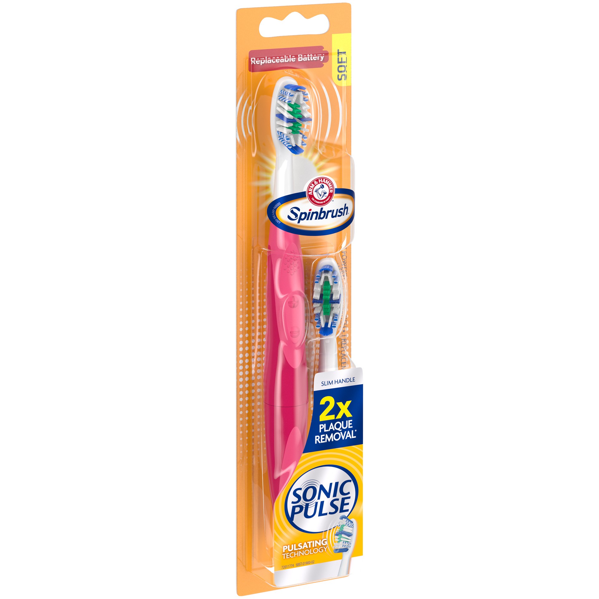 slide 4 of 4, Spinbrush Arm & Hammer Spinbrush Sonic Pulse Battery Toothbrush, Soft, 1 ct