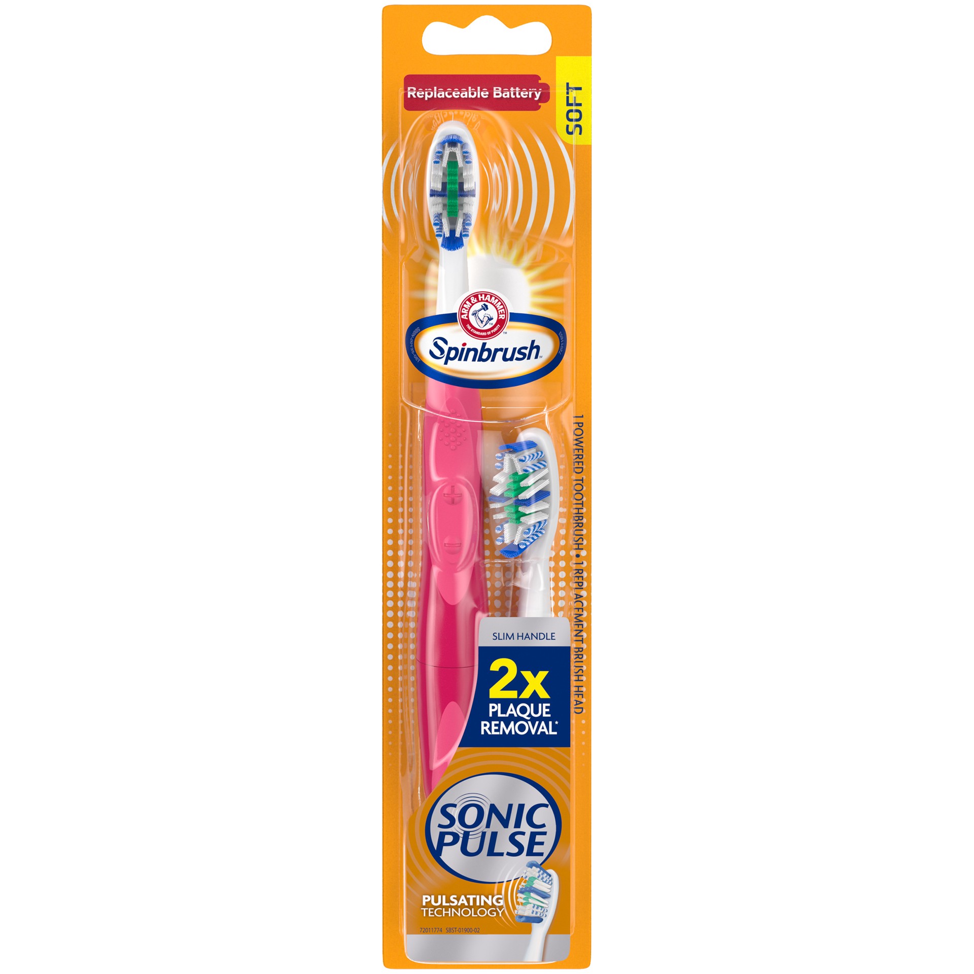 slide 1 of 4, Spinbrush Arm & Hammer Spinbrush Sonic Pulse Battery Toothbrush, Soft, 1 ct