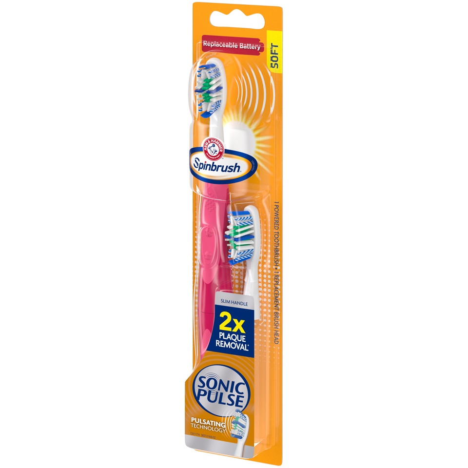 slide 3 of 3, ARM & HAMMER Spinbrush Sonic Pulse Power Toothbrush With Refill Head, 1 ct