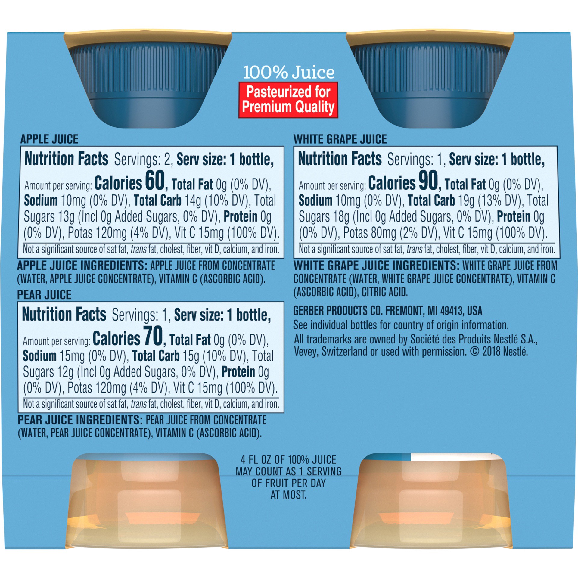 slide 5 of 9, Gerber Juice (Pack of 6) Gerber Fruit Juice Variety Pack, 4 Fl Oz Bottles, 4 Count, 4 ct