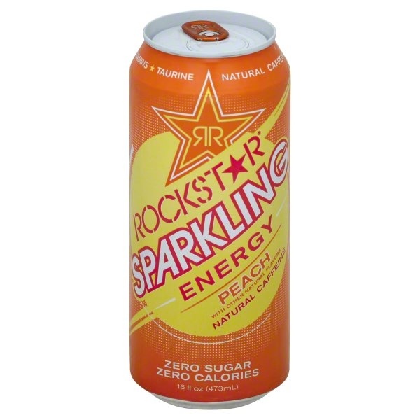 slide 1 of 1, Rockstar Sparkling Peach Energy Drink, 16 oz
