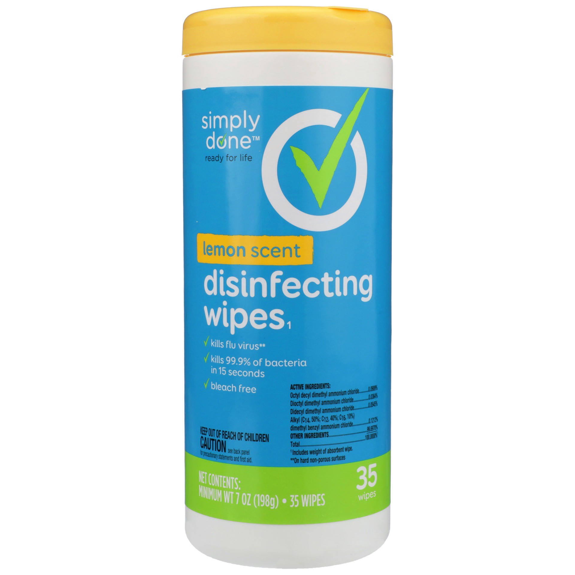 slide 1 of 6, Simply Done Disinfecting Wipes Lemon Scent, 35 ct