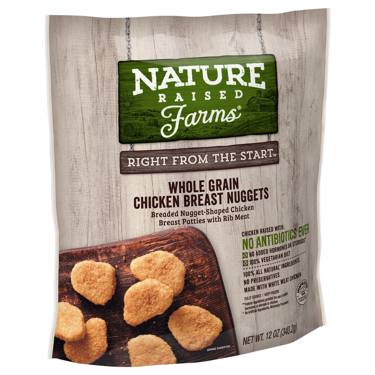 slide 2 of 10, NATURE RAISED NatureRaised Farms Whole Grain Breaded Chicken Breast Nuggets, 12 oz. (Frozen), 340.19 g
