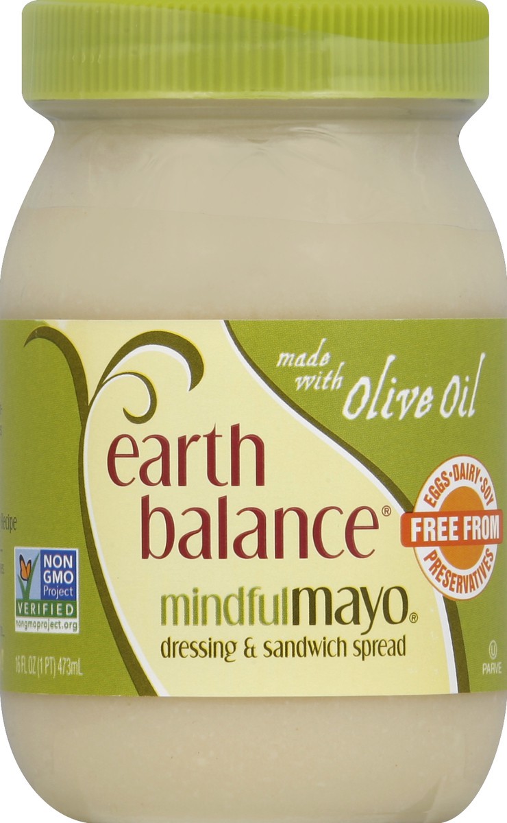 slide 2 of 2, Earth Balance Mindful Mayo Made with Olive Oil Dressing & Sandwich Spread, 16 fl oz