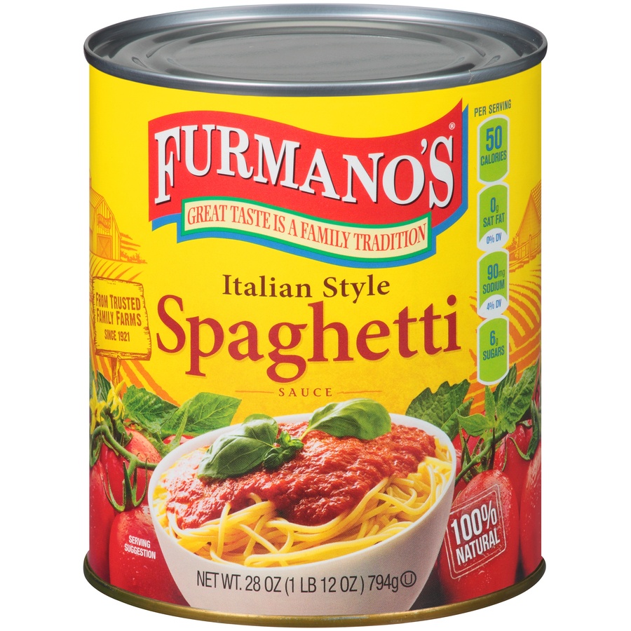 slide 1 of 1, Furmano's 100% Natural Italian Style Spaghetti Sauce, 28 oz