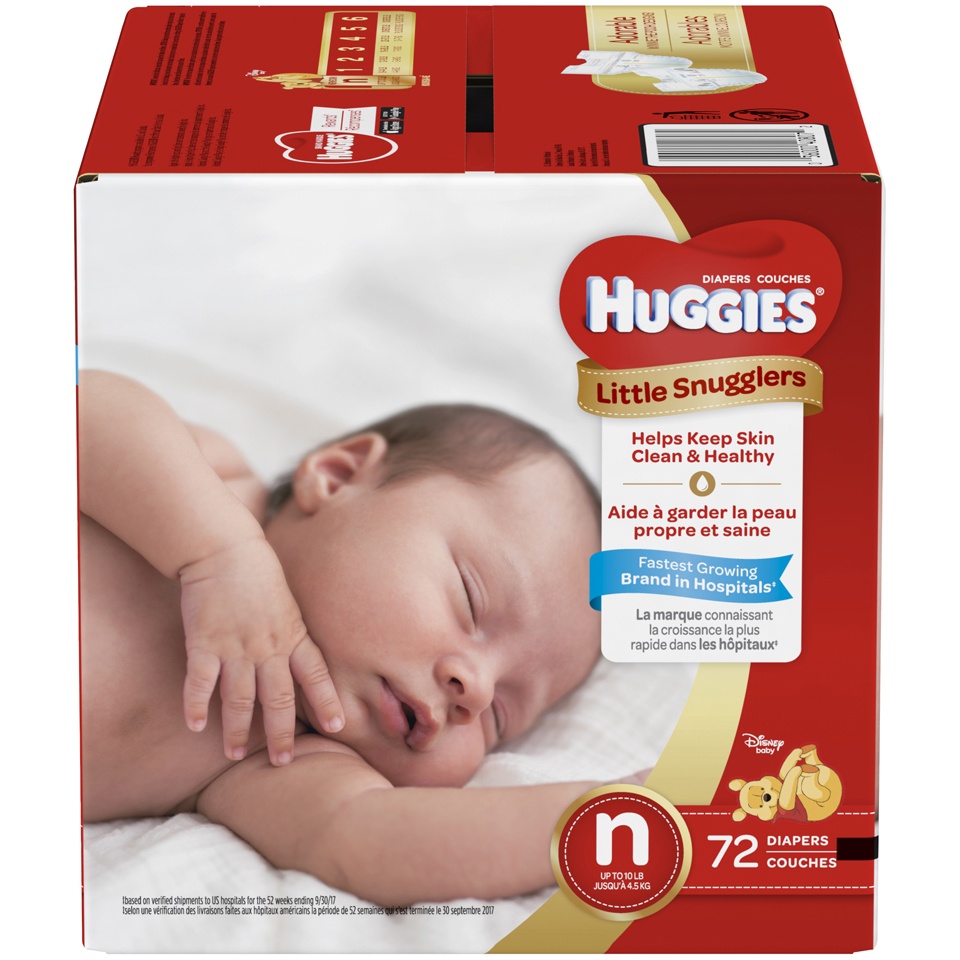 slide 1 of 1, Huggies Little Snugglers Size Newborns, 72 ct