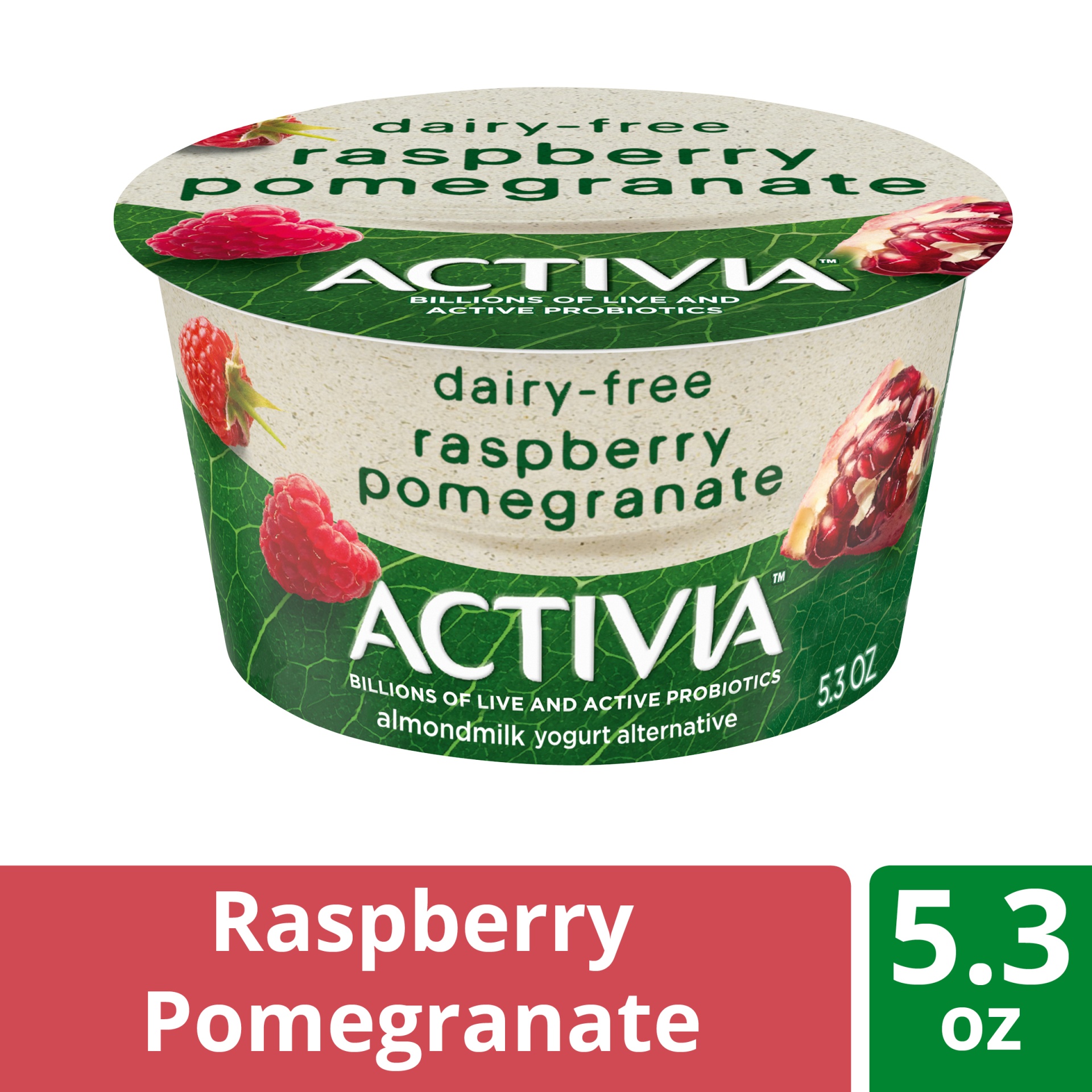 slide 1 of 7, Activia Raspberry Pomegranate Almond Milk Yogurt Alternative, 5.3 oz
