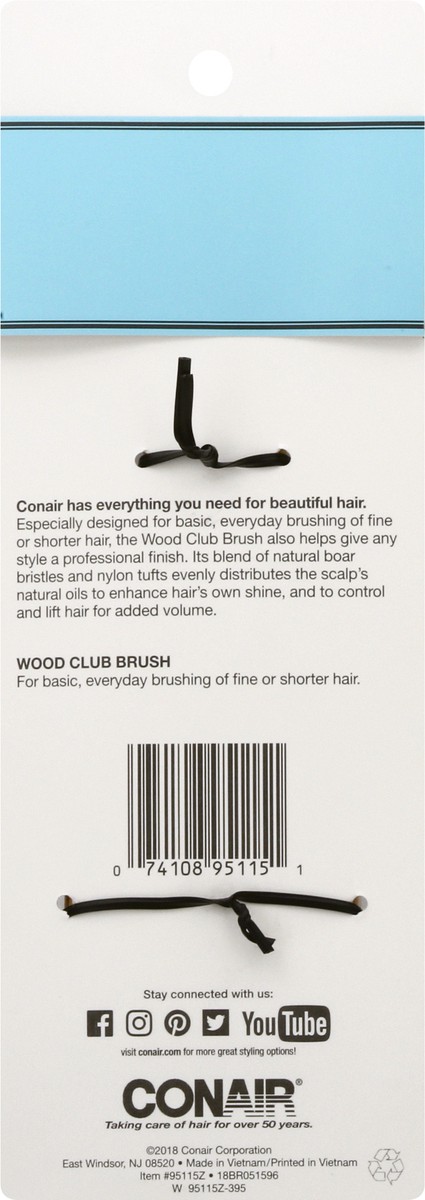 slide 8 of 8, Conair Wood Club Brush, 1 ct