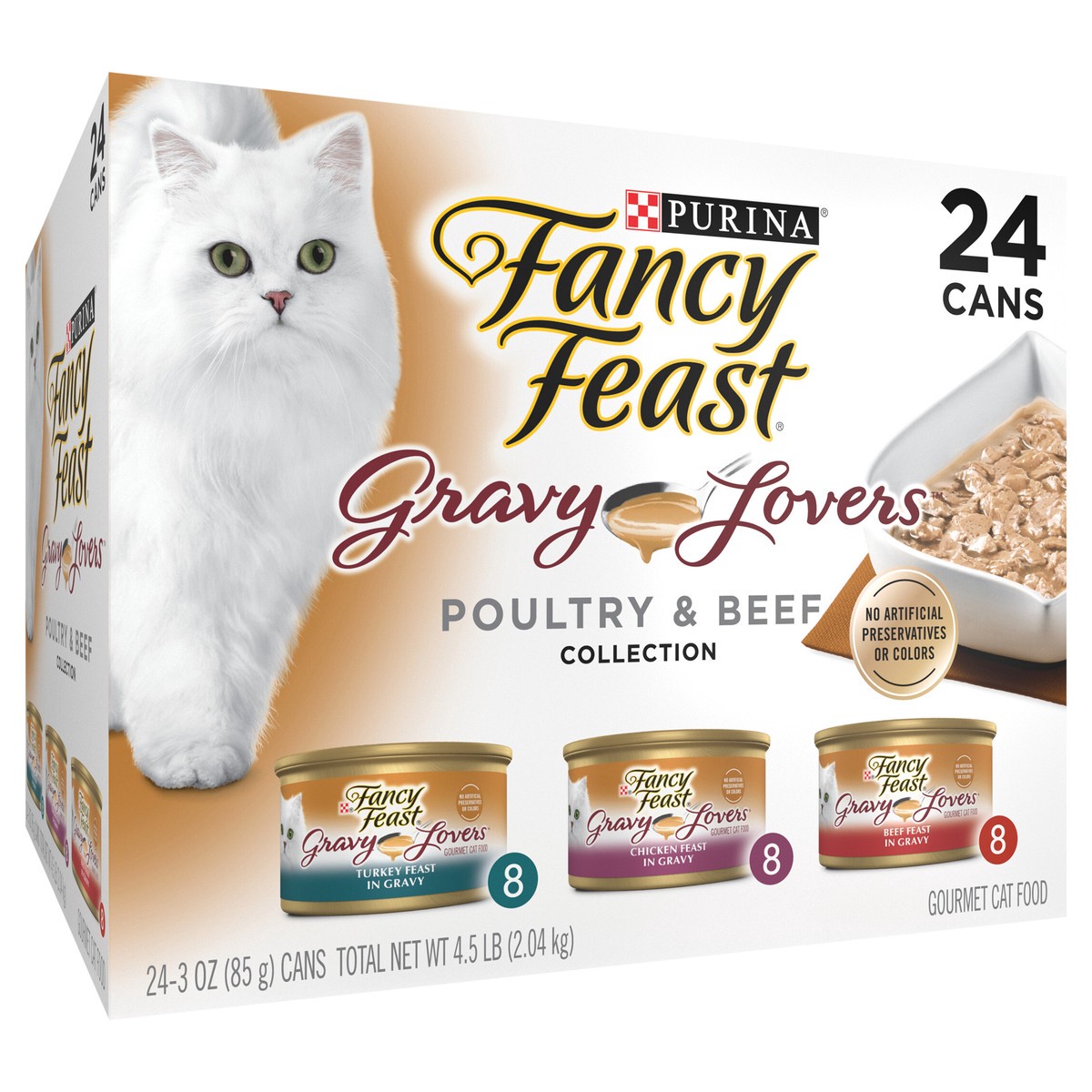 slide 8 of 8, Fancy Feast Purina Fancy Feast Gravy Lovers Poultry and Beef Gourmet Wet Cat Food Variety Pack, 4.5 lb