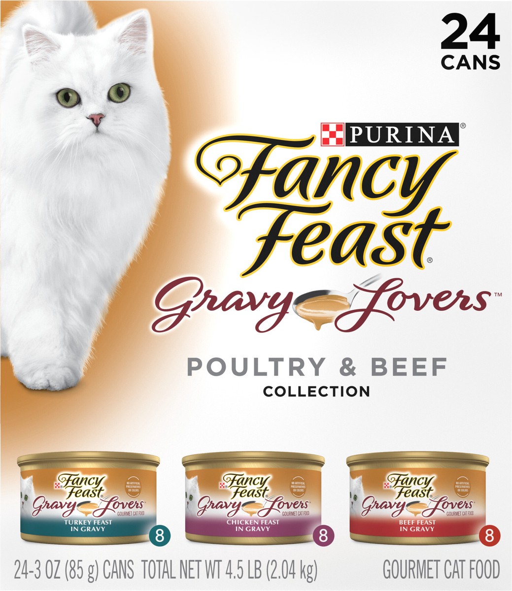 slide 6 of 8, Fancy Feast Purina Fancy Feast Gravy Lovers Poultry and Beef Gourmet Wet Cat Food Variety Pack, 4.5 lb