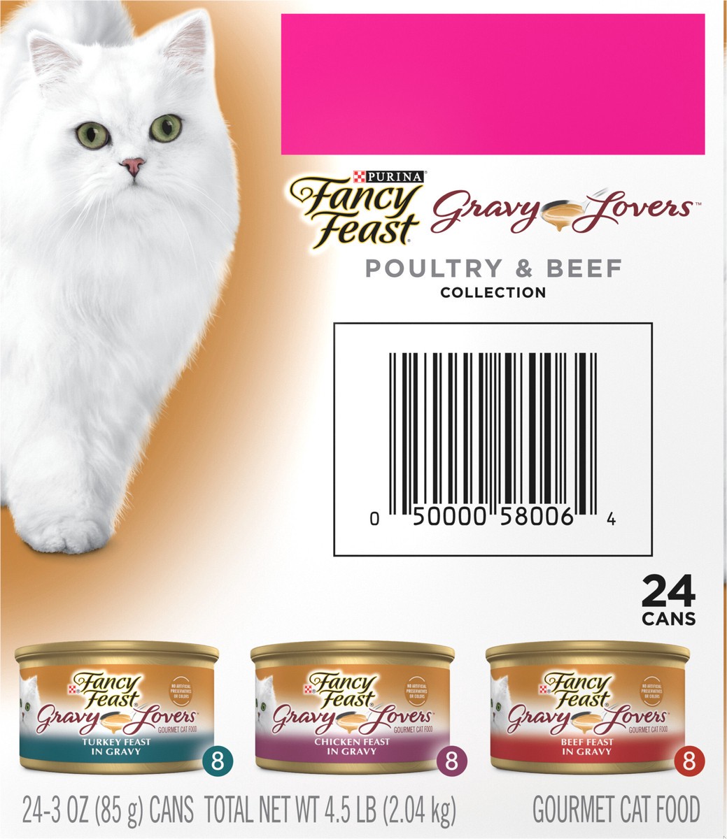 slide 5 of 8, Fancy Feast Purina Fancy Feast Gravy Lovers Poultry and Beef Gourmet Wet Cat Food Variety Pack, 4.5 lb
