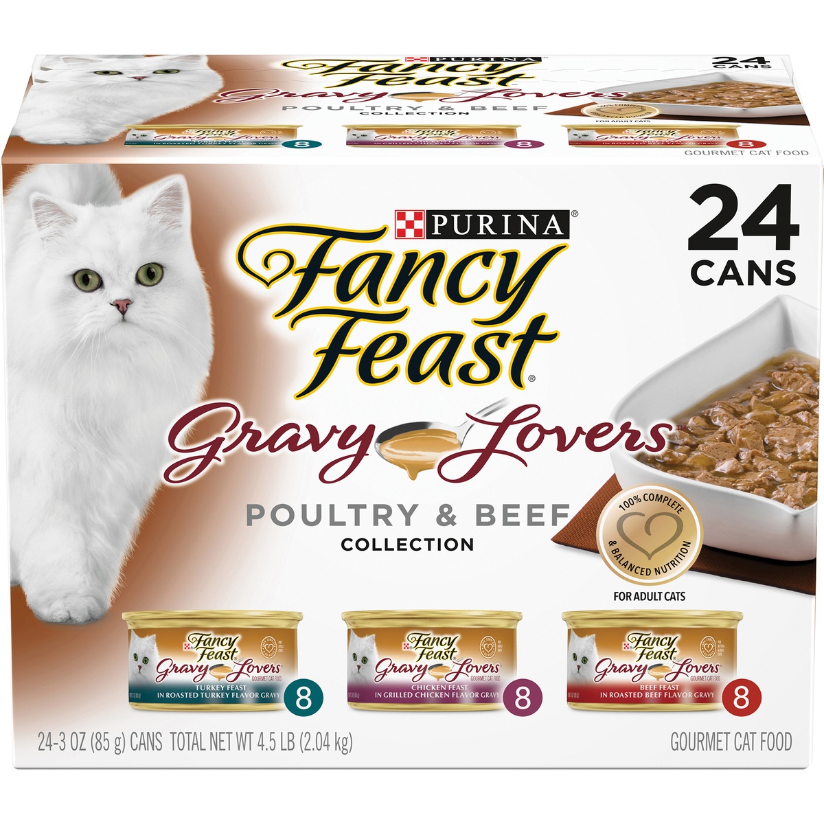slide 1 of 11, Purina Fancy Feast Gravy Lovers Poultry & Beef Feast Collection Cat Food, 24 ct; 3 oz