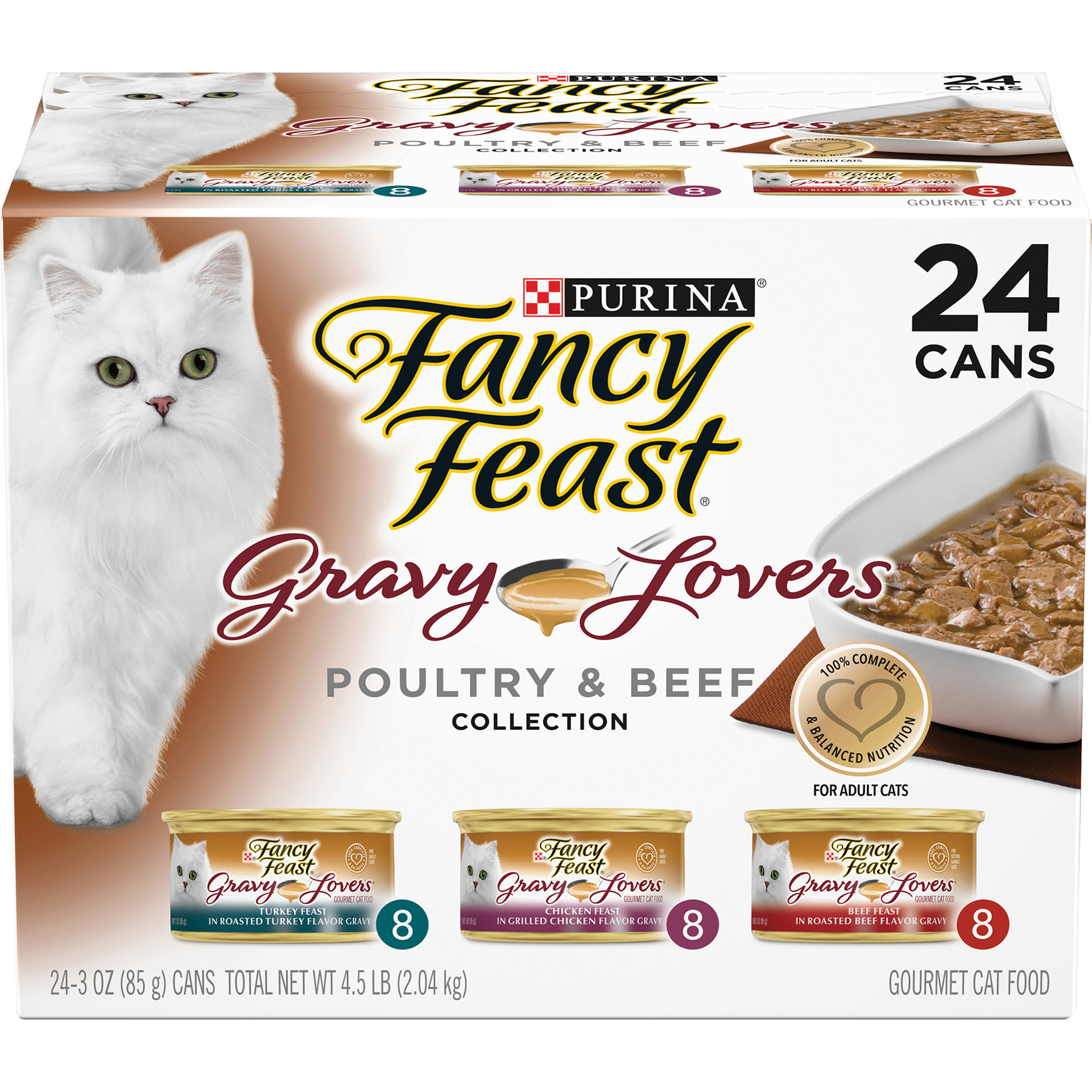 slide 1 of 7, Fancy Feast Purina Fancy Feast Gravy Lovers Poultry with Chicken and Turkey & Beef Collection Gourmet Wet Cat Food - 3oz/24ct Variety Pack, 24 ct; 3 oz