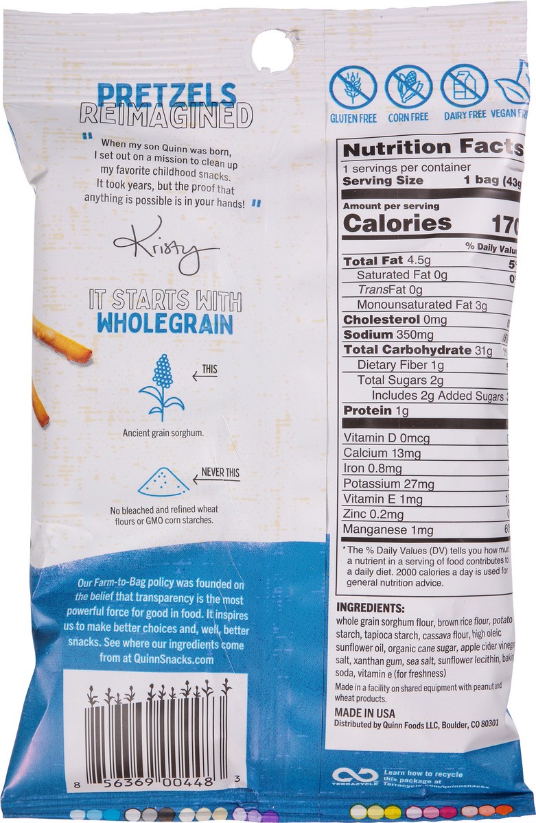 slide 9 of 12, Quinn Sea Salt Pretzel Sticks 1.5 oz, 1.5 oz