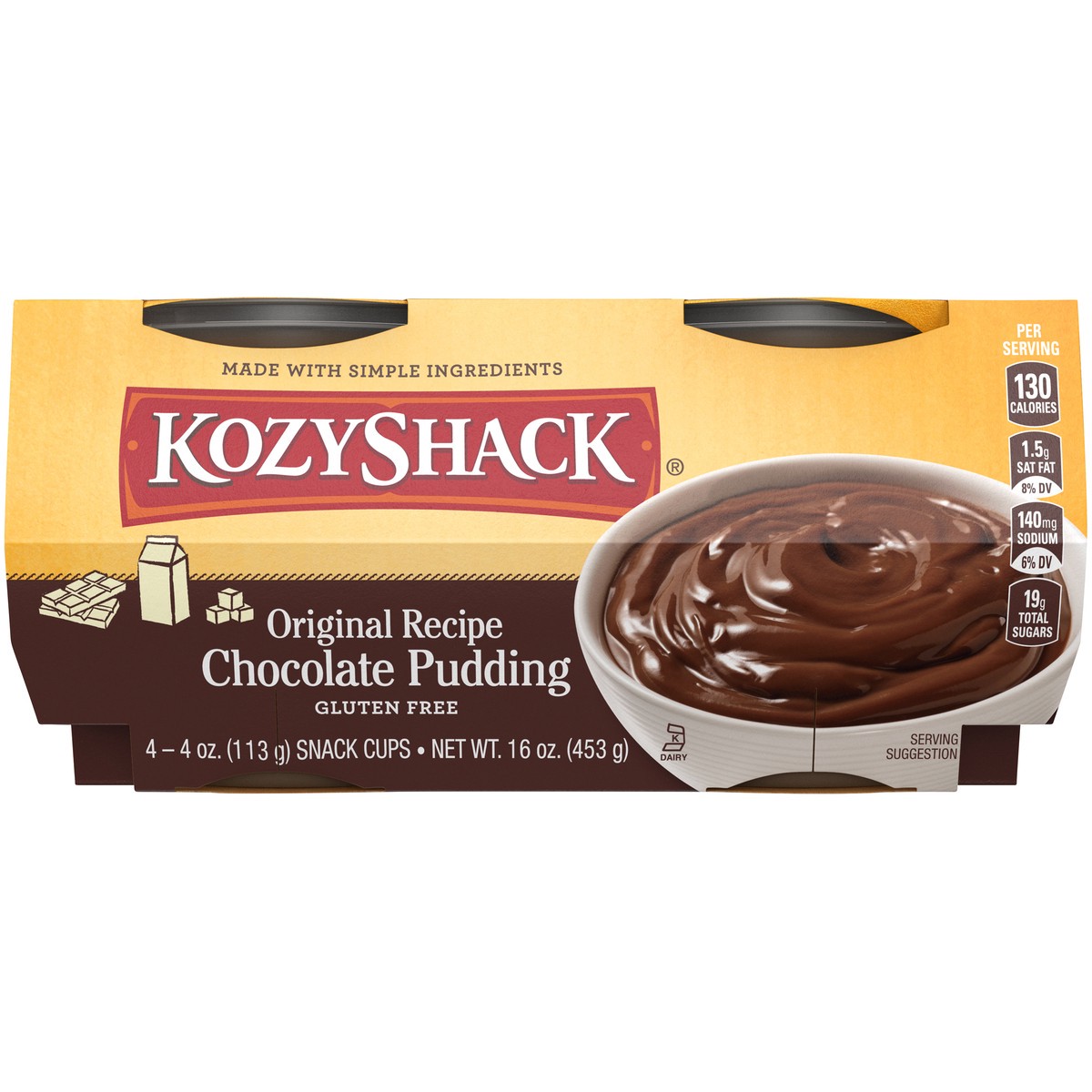 slide 3 of 14, Kozy Shack Original Recipe Chocolate Pudding 4-4 oz. Cups, 16 oz