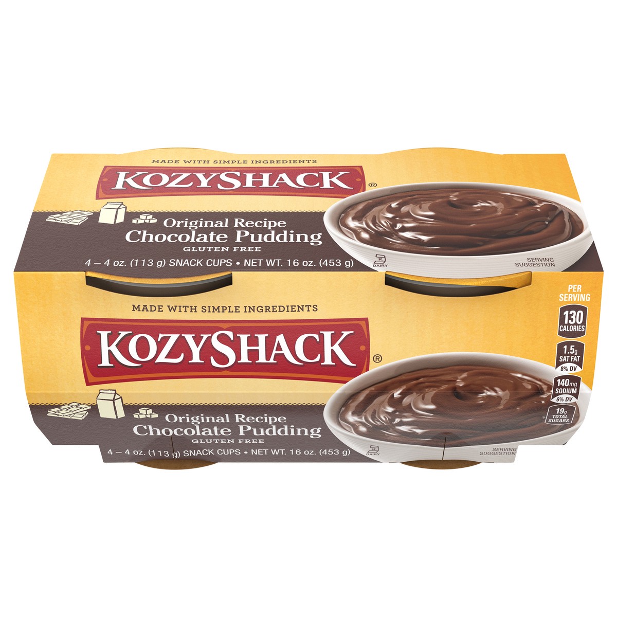 slide 4 of 14, Kozy Shack Original Recipe Chocolate Pudding 4-4 oz. Cups, 16 oz