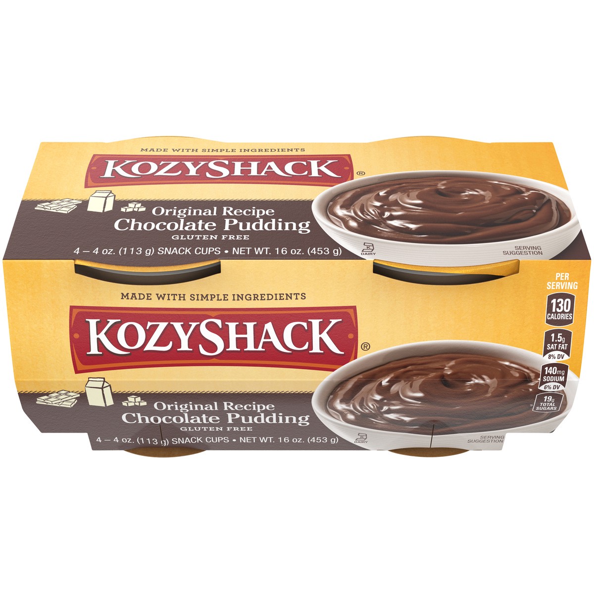 slide 1 of 14, Kozy Shack Original Recipe Chocolate Pudding 4-4 oz. Cups, 16 oz