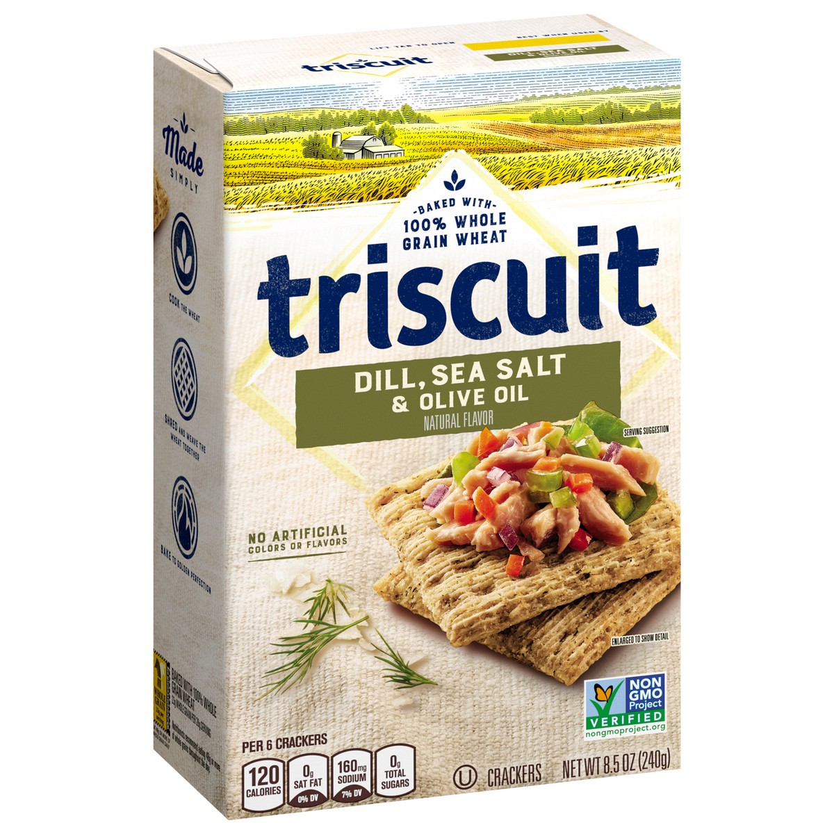 slide 2 of 9, Triscuit Dill, Sea Salt & Olive Oil Whole Grain Wheat Crackers, 8.5 oz, 8.5 oz