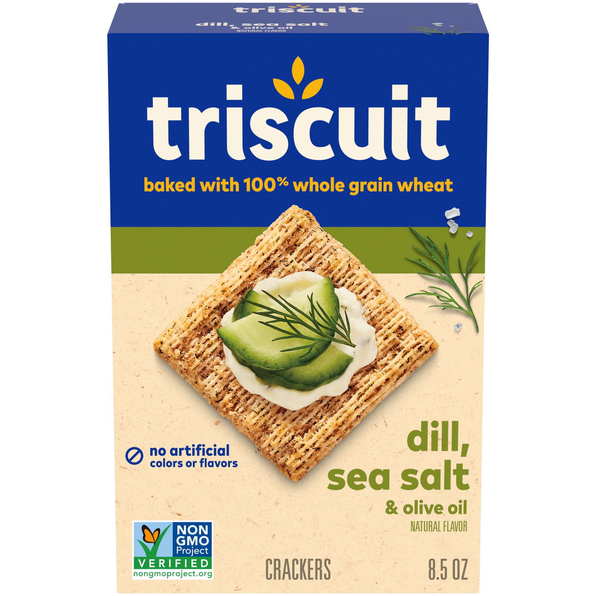 slide 1 of 9, Triscuit Dill, Sea Salt & Olive Oil Whole Grain Wheat Crackers, 8.5 oz, 8.5 oz