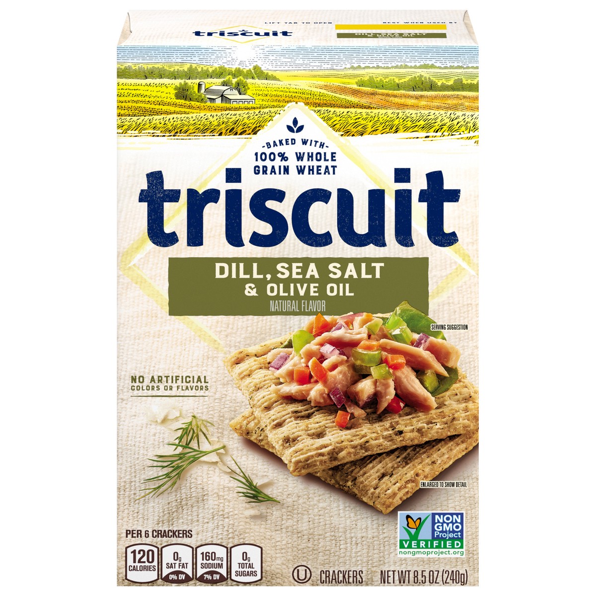 slide 1 of 9, Triscuit Dill, Sea Salt & Olive Oil Whole Grain Wheat Crackers, 8.5 oz, 8.5 oz
