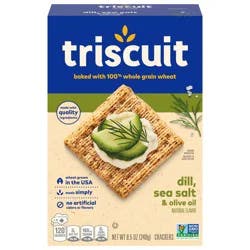 Triscuit Dill, Sea Salt & Olive Oil Whole Grain Wheat Crackers, Lunch Snacks, Snack Crackers- 8.5 oz