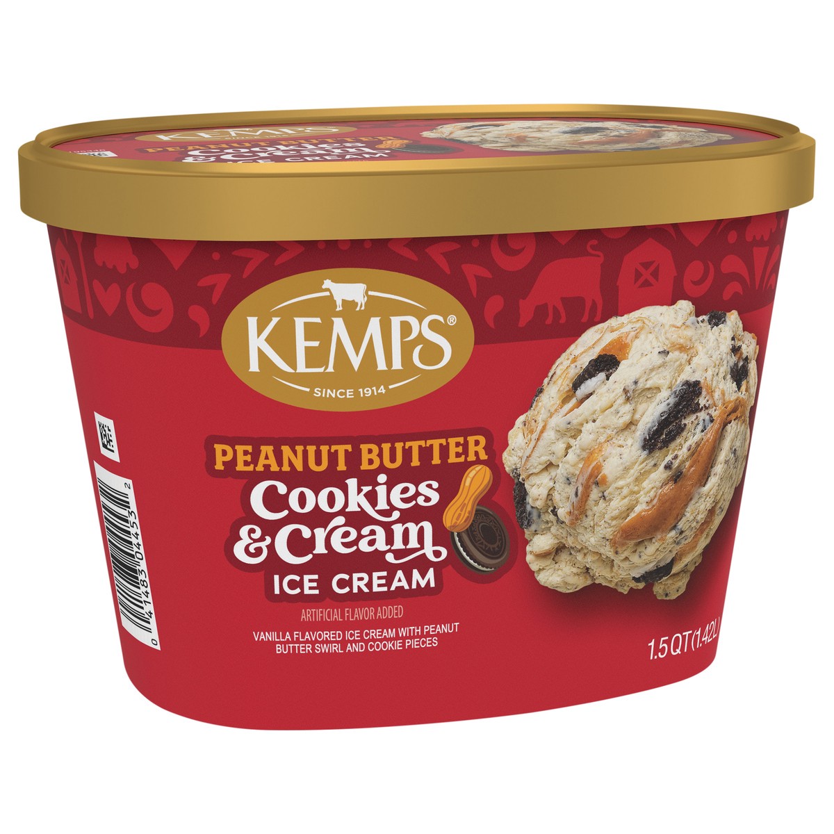 slide 6 of 14, Kemps Peanut Butter Cookies & Cream Ice Cream 1.5 Quart,