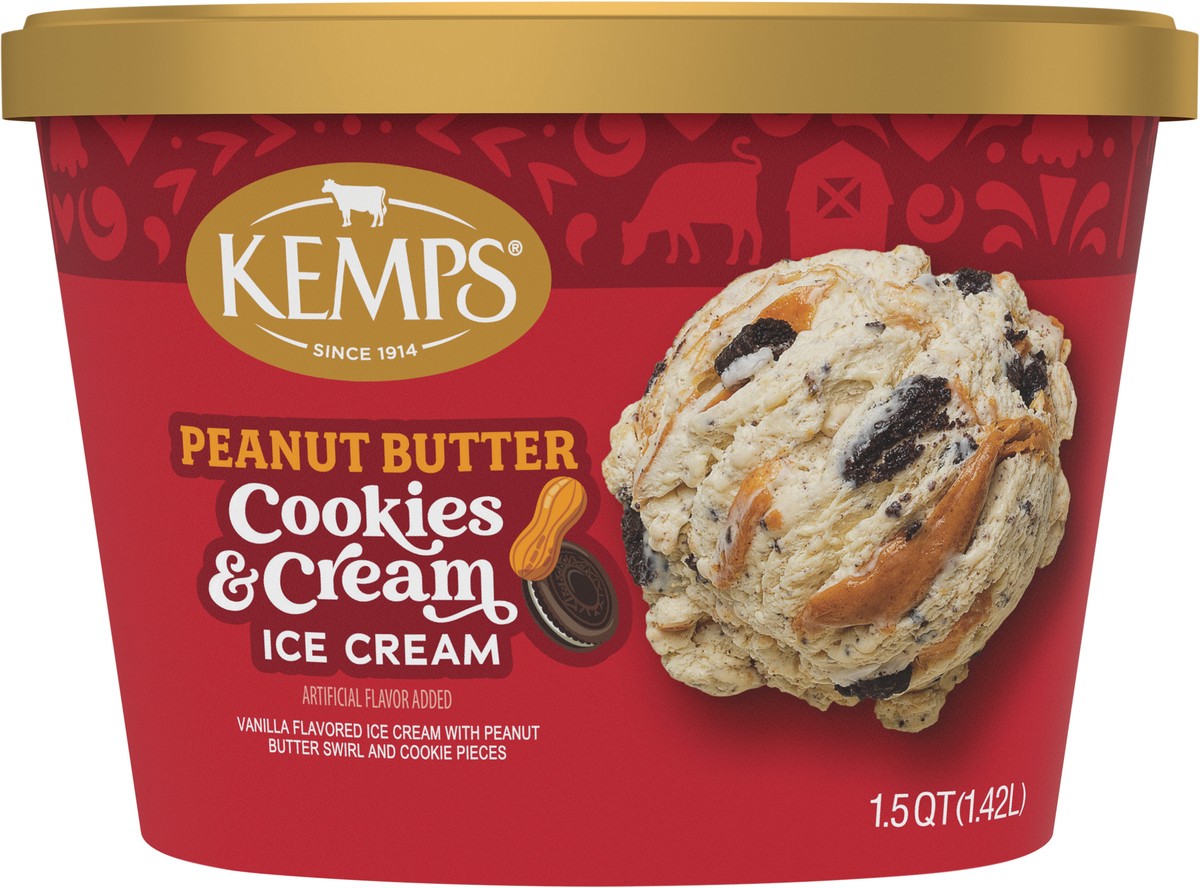 slide 5 of 14, Kemps Peanut Butter Cookies & Cream Ice Cream 1.5 Quart,