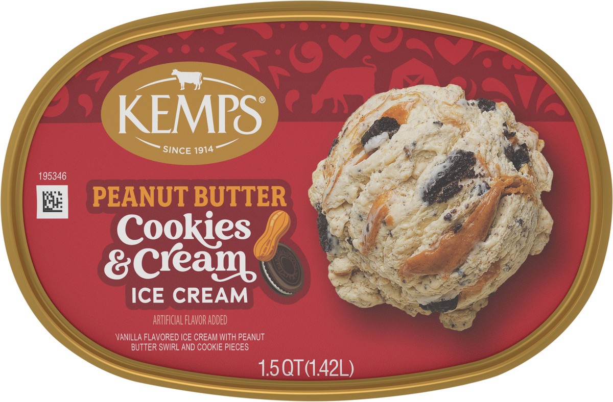 slide 8 of 14, Kemps Peanut Butter Cookies & Cream Ice Cream 1.5 Quart,