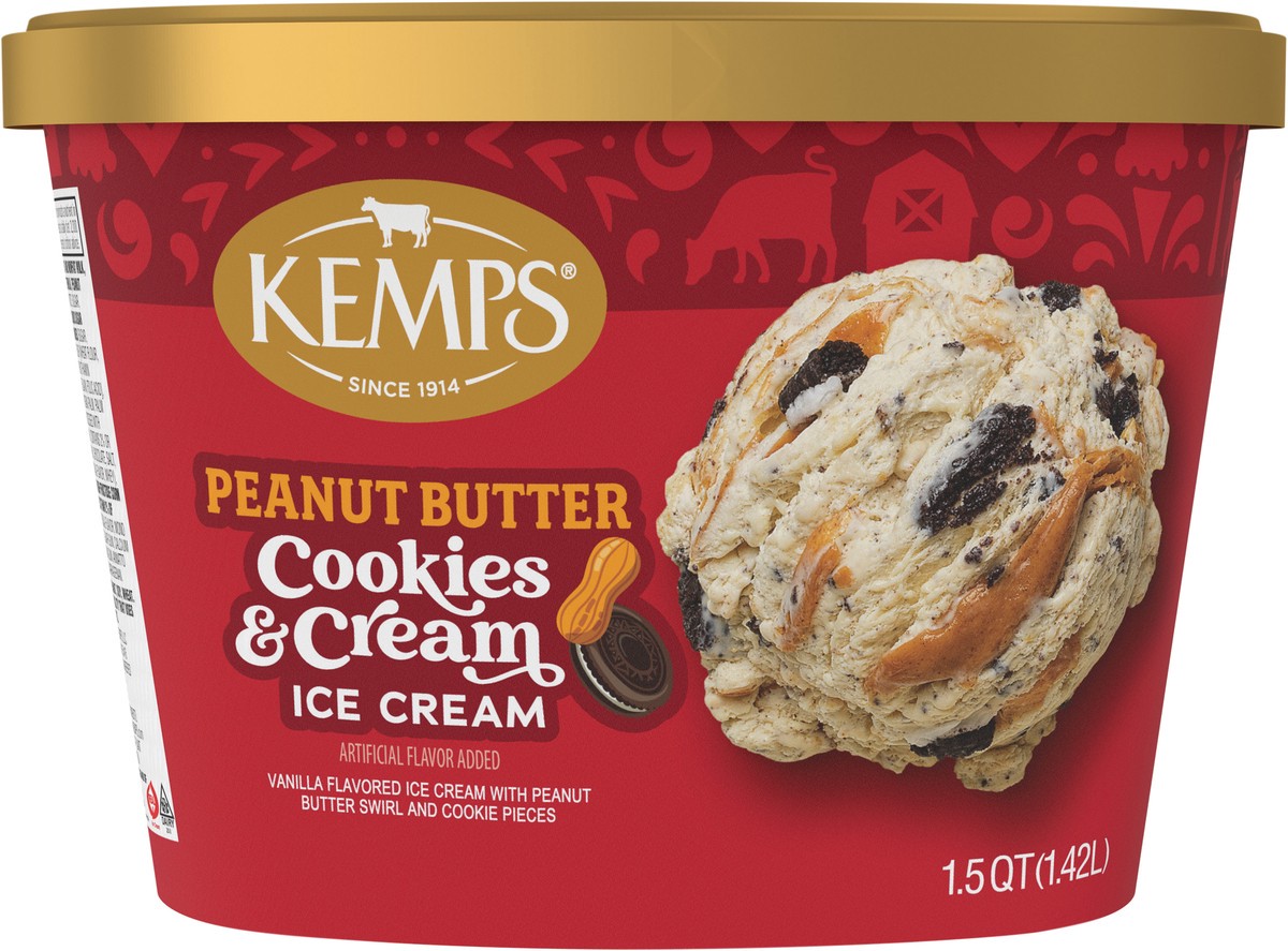 slide 2 of 14, Kemps Peanut Butter Cookies & Cream Ice Cream 1.5 Quart,