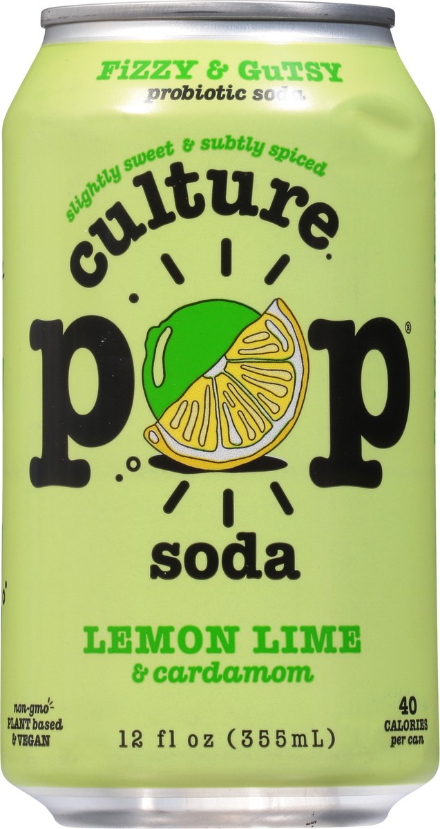 slide 7 of 9, Culture Pop Lemon Lime & Cardamom Probiotic Soda 12 fl oz, 12 fl oz