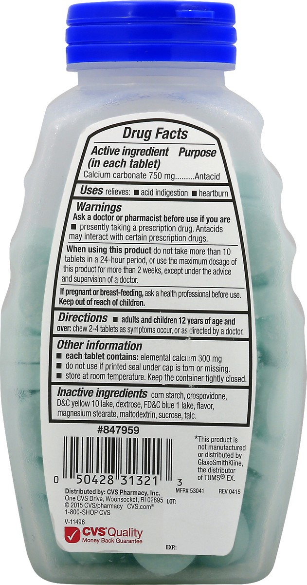 slide 7 of 11, CVS Health Extra Strength Antacid Tablets, Wintergreen, 96 Ct, 96 ct; 750 mg