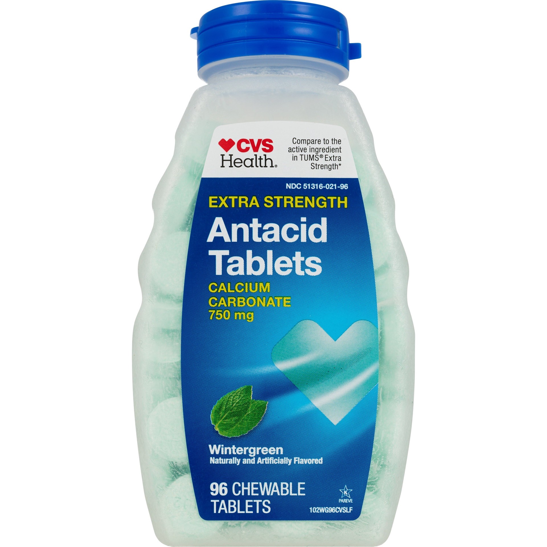 slide 1 of 11, CVS Health Extra Strength Antacid Tablets, Wintergreen, 96 Ct, 96 ct; 750 mg