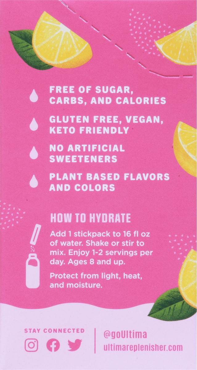 slide 7 of 9, Ultima Hydrate Happily Pink Lemonade Electrolyte Mix 20 - 0.11 oz Stickpacks, 1 ct