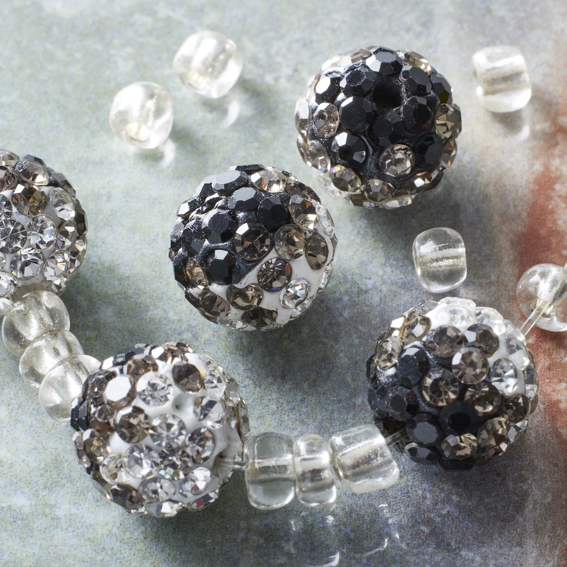slide 3 of 3, Charcoal Rhinestone Studded Acrylic Beads, 10mm By Bead Landing, 10mm