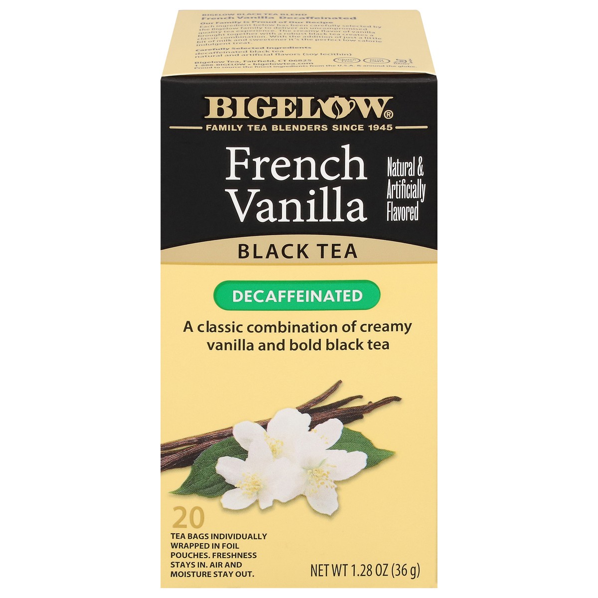 slide 1 of 9, Bigelow Decaffeinated French Vanilla Black Tea 20 Tea Bags, 20 ct