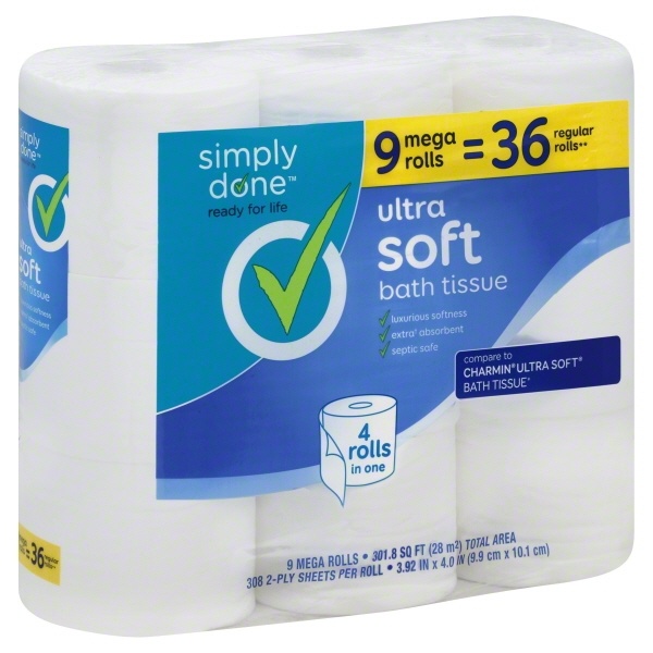 slide 1 of 1, Simply Done Ultra Soft Bath Tissue, 9 ct